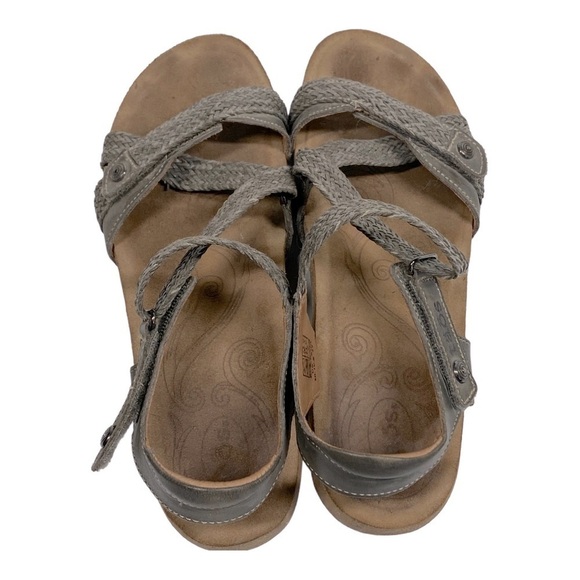 Taos Trulie Sandals Dark Gray Leather Size 10 Adjustable Strap Open Toe - Picture 4 of 5